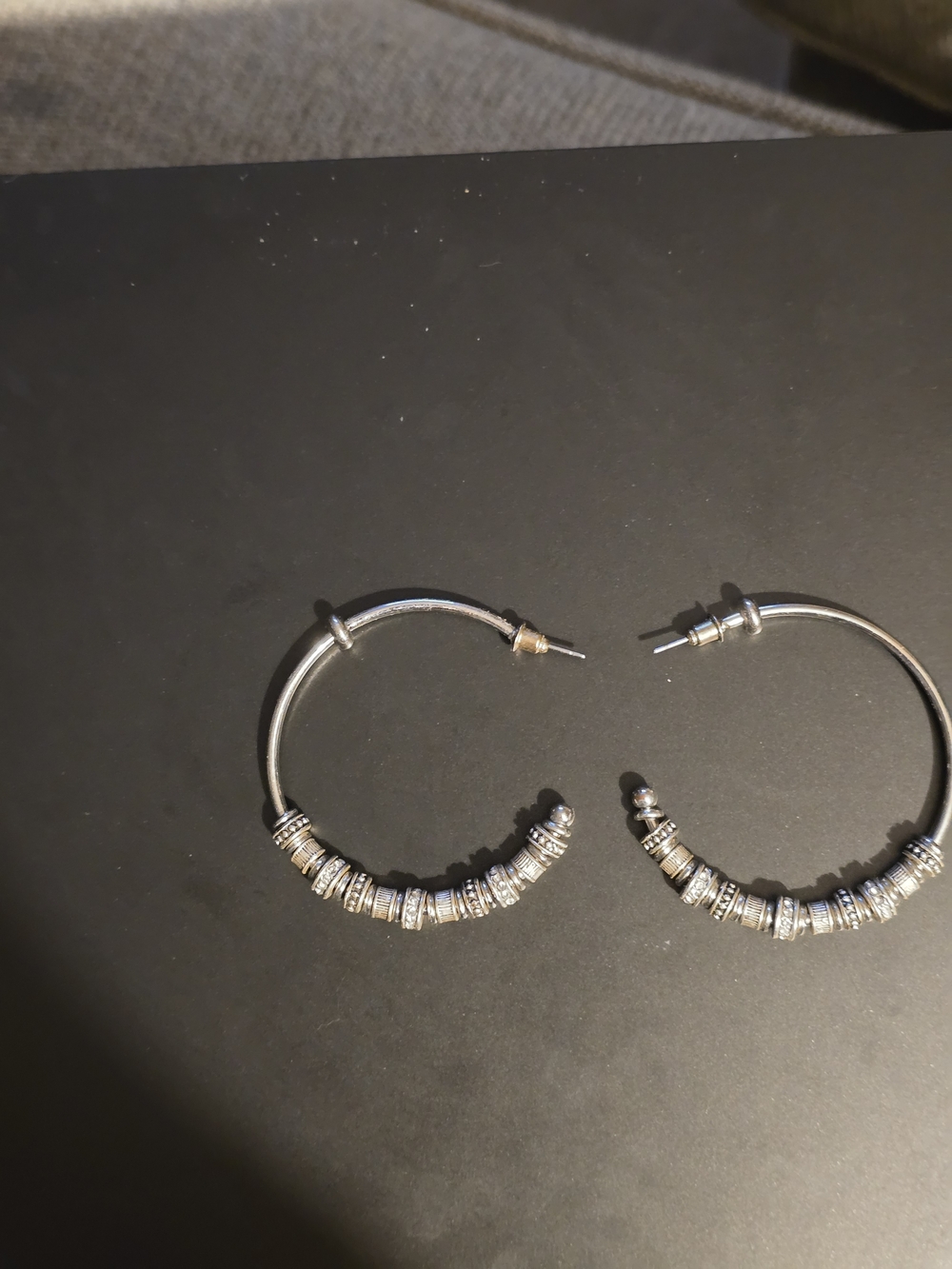 Lane Bryant Silver-Tone Beaded Hoop Earrings